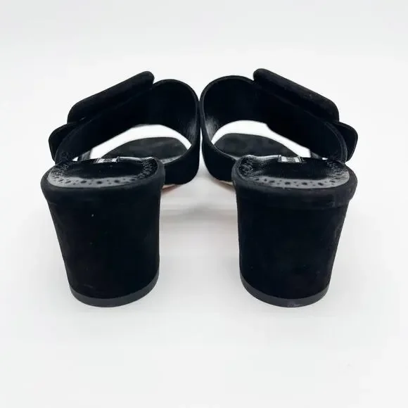Manolo Blahnik Titubanew Black Suede Open Toe Buckle Mule Sandals Heels IT 36.5 - Picture 9 of 11